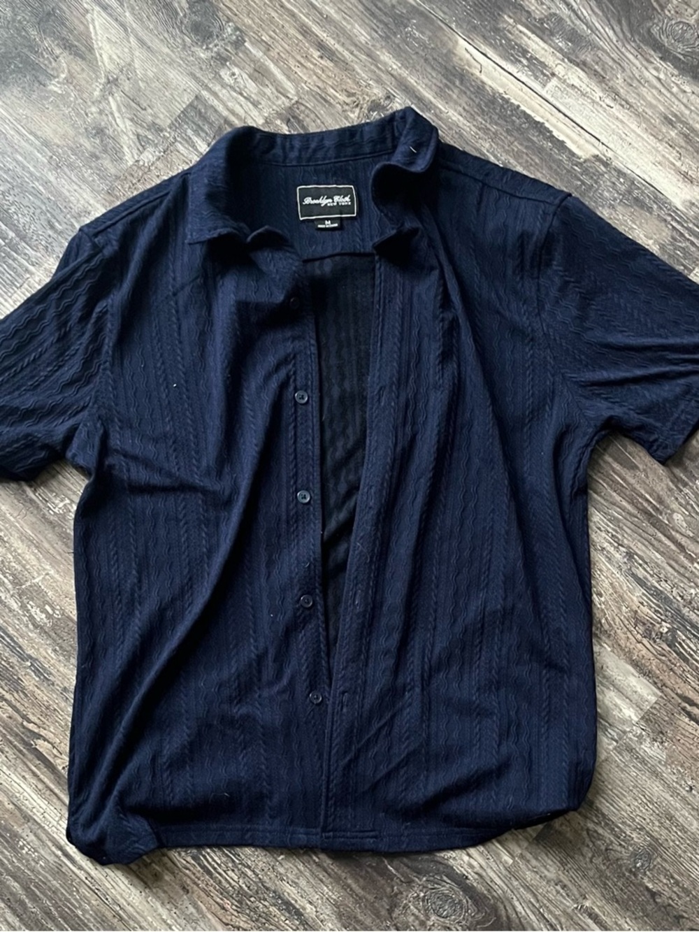 Brooklyn Cloth Navy Textured Short-Sleeve Button-Down Shirt